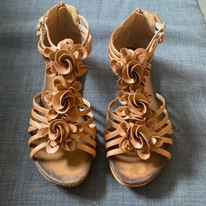 Floral Design Leather Sandals